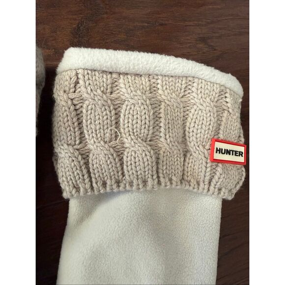Hunter Cable Knit Cuff Beige Fleece Boot Liners Medium 5-7 - Picture 6 of 6